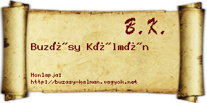 Buzásy Kálmán névjegykártya